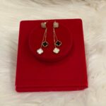 18K GOLD VCA BLACK AND WHITE EARRINGS and VCA NECKLACE WHITE