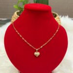 18K SAUDI GOLD HEART NECKLACE (16inches)
